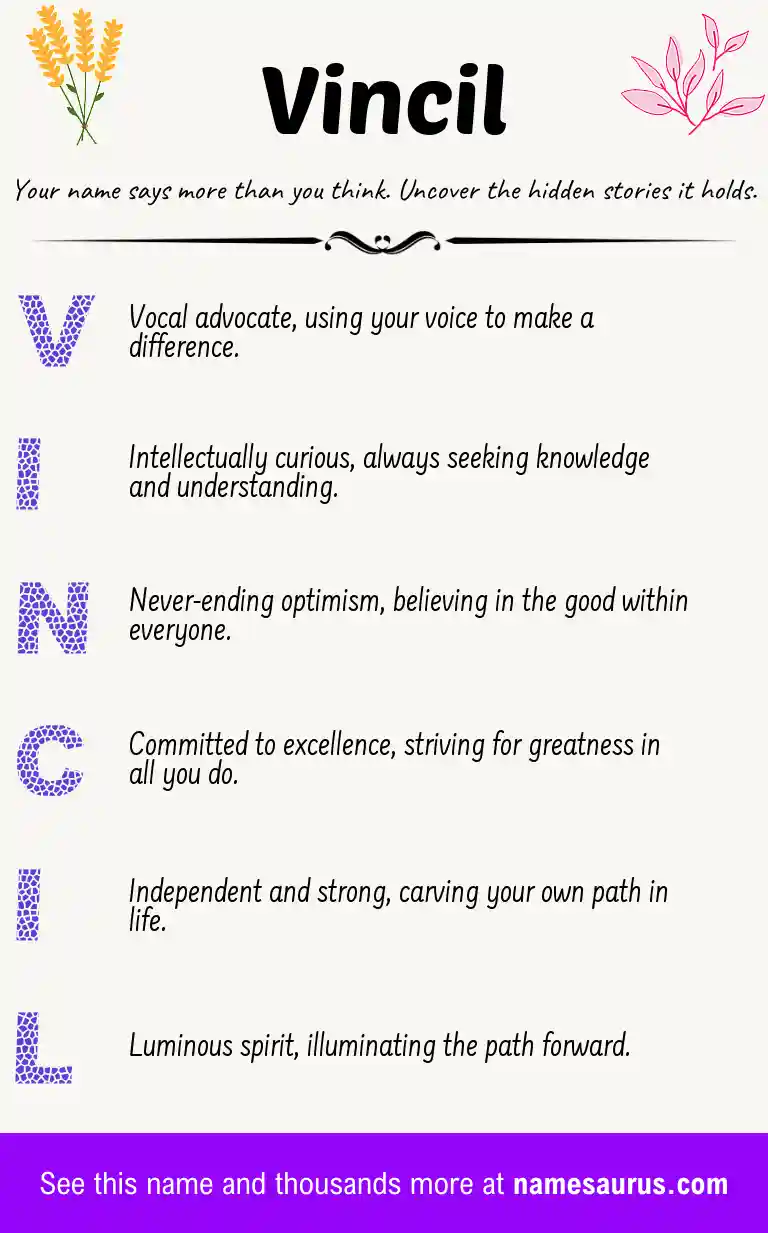 Acrostic poem about Vincil.