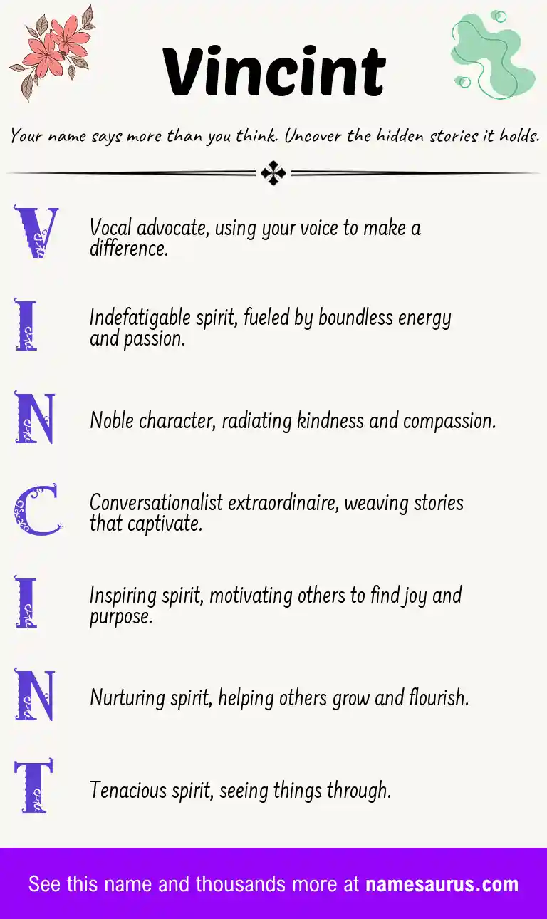 Acrostic poem about Vincint.