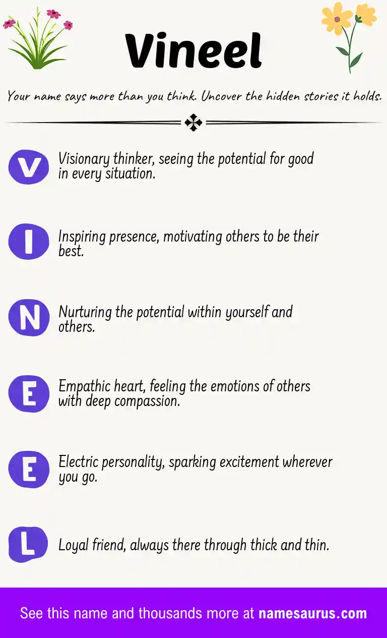 Acrostic poem about Vineel.