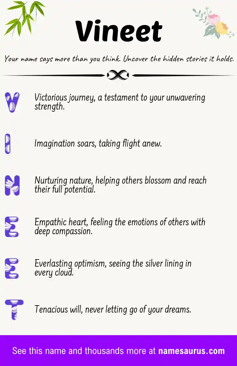 Acrostic poem about Vineet.