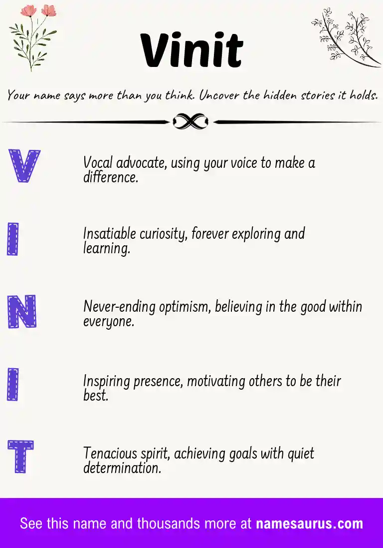 Acrostic poem about Vinit.