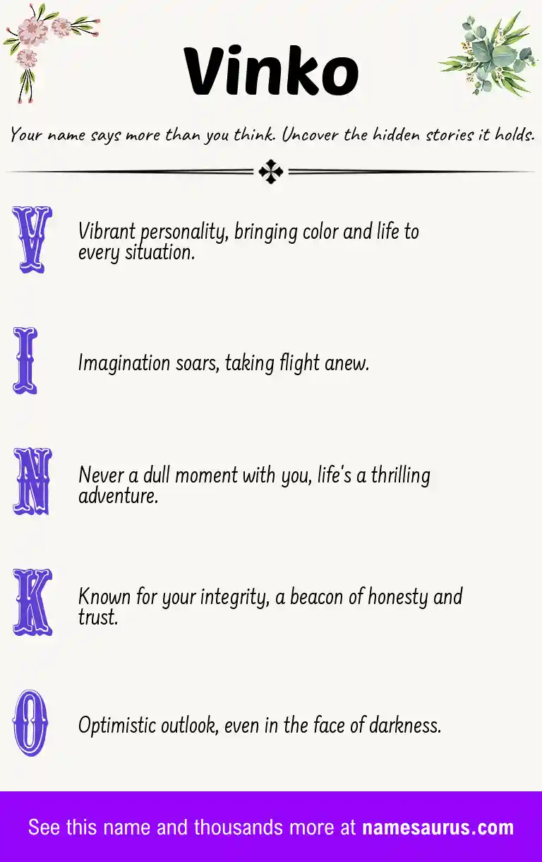 Acrostic poem about Vinko.