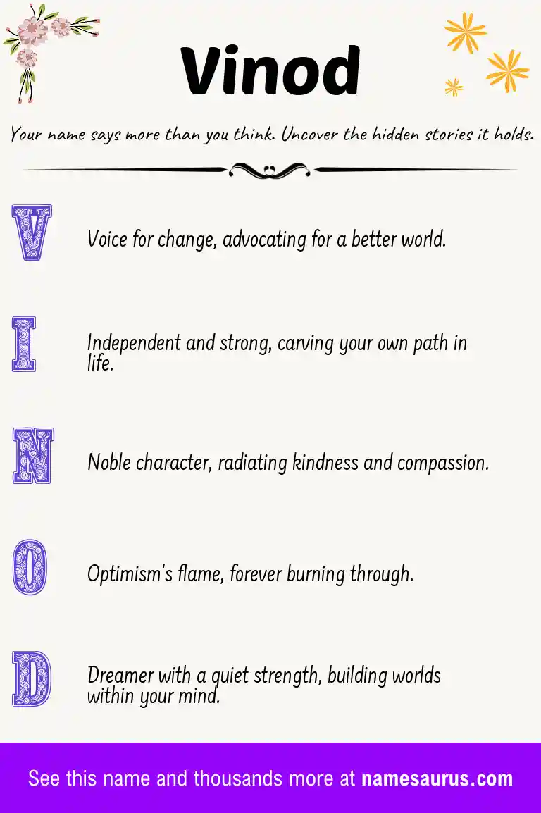 Acrostic poem about Vinod.