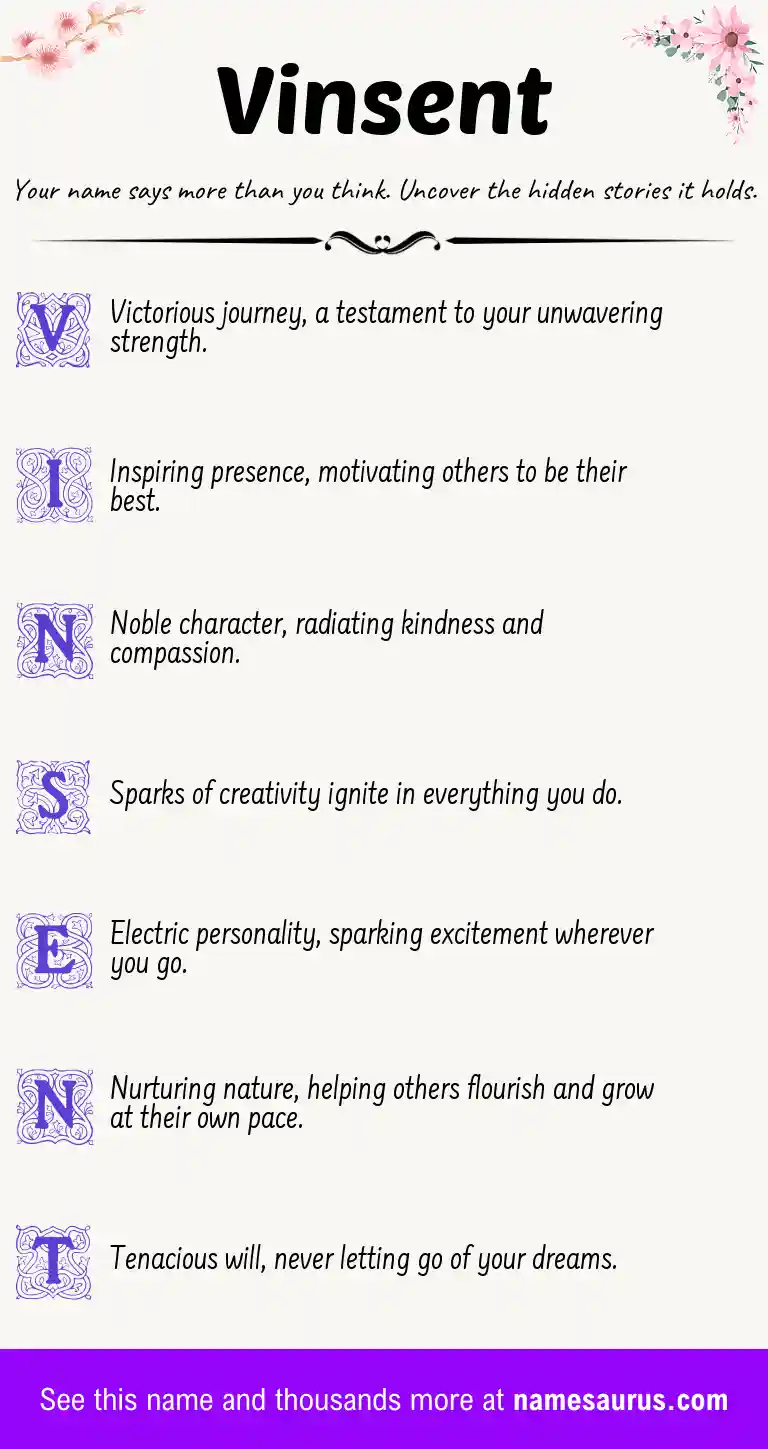 Acrostic poem about Vinsent.