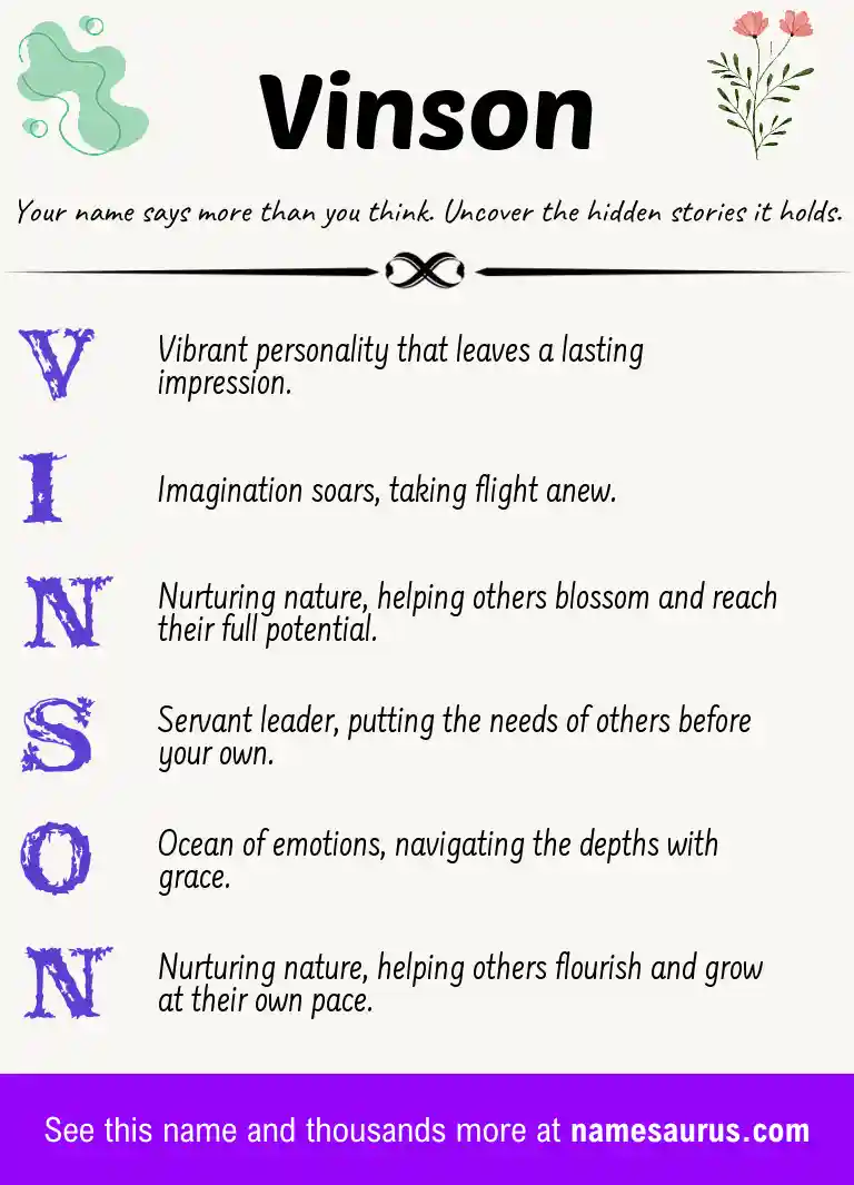 Acrostic poem about Vinson.