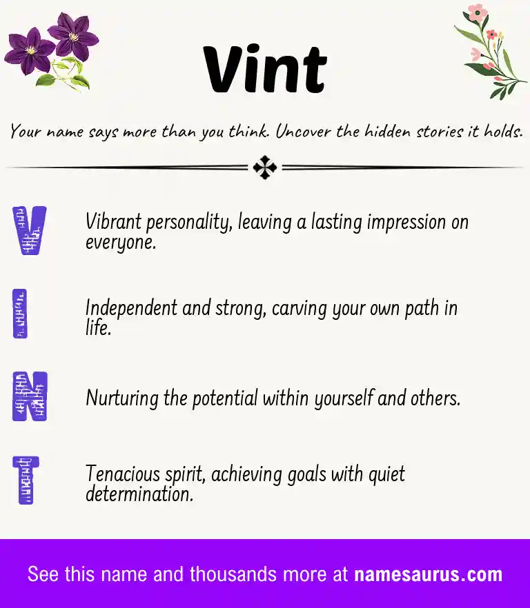 Acrostic poem about Vint.