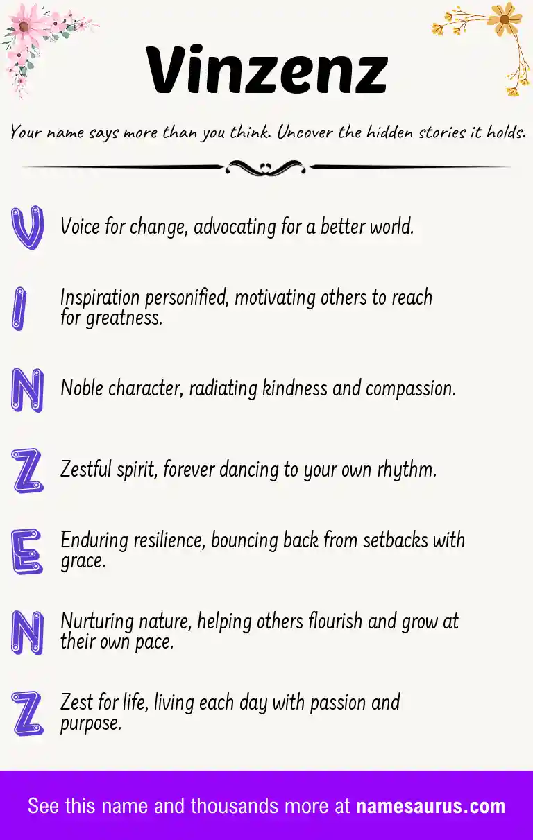 Acrostic poem about Vinzenz.