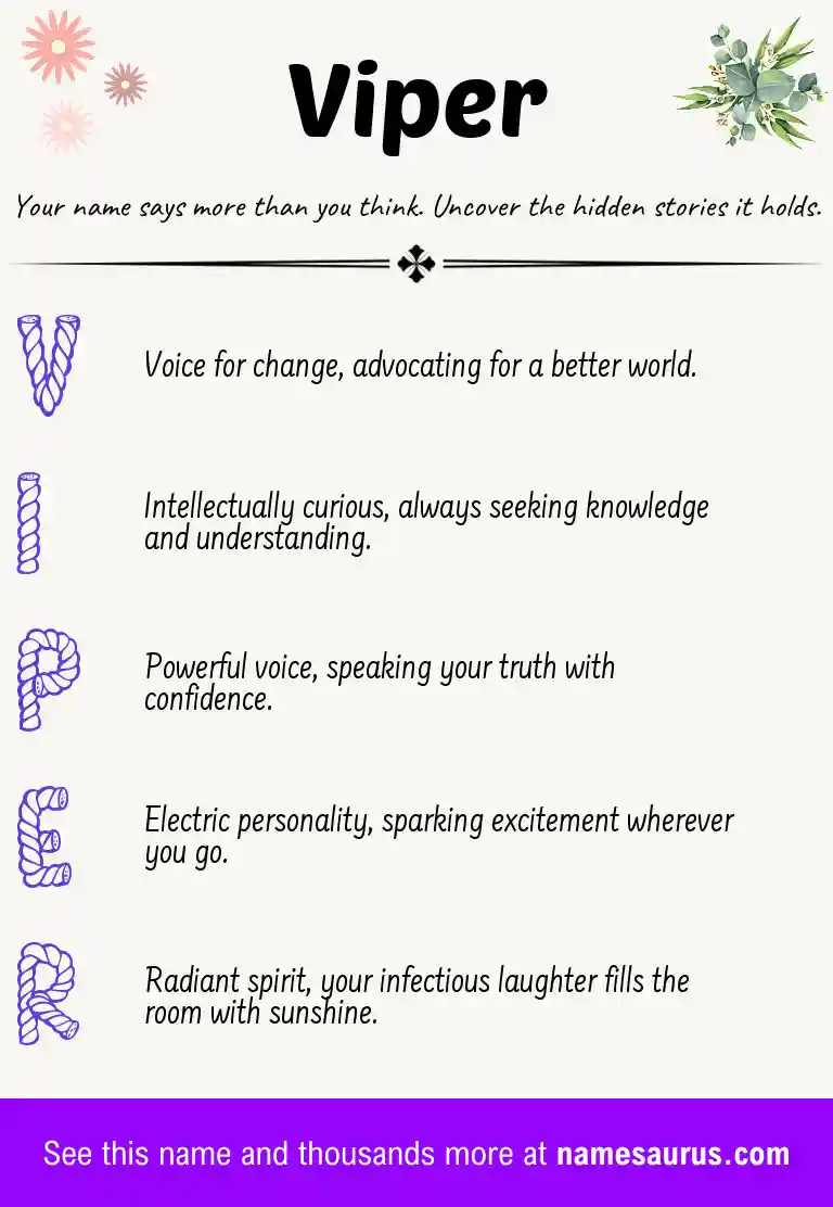 Acrostic poem about Viper.