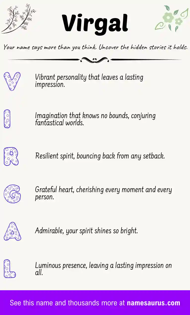 Acrostic poem about Virgal.