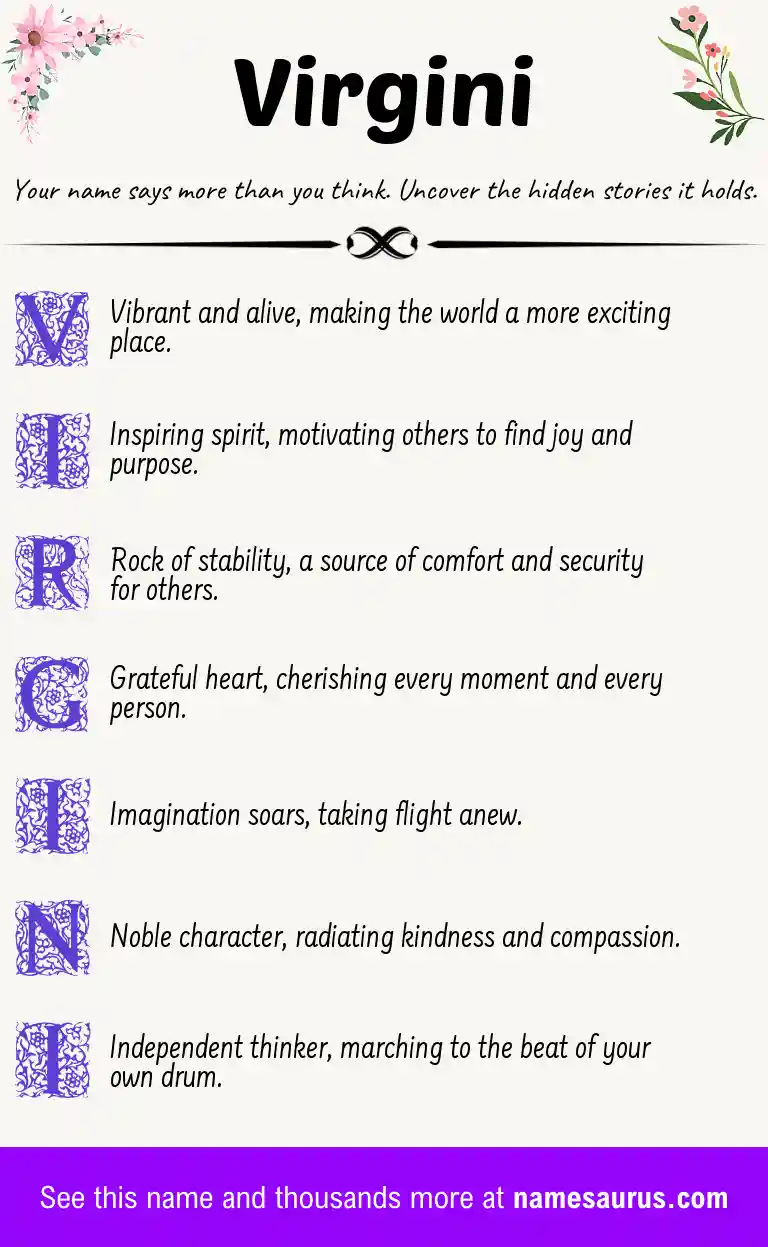 Acrostic poem about Virgini.