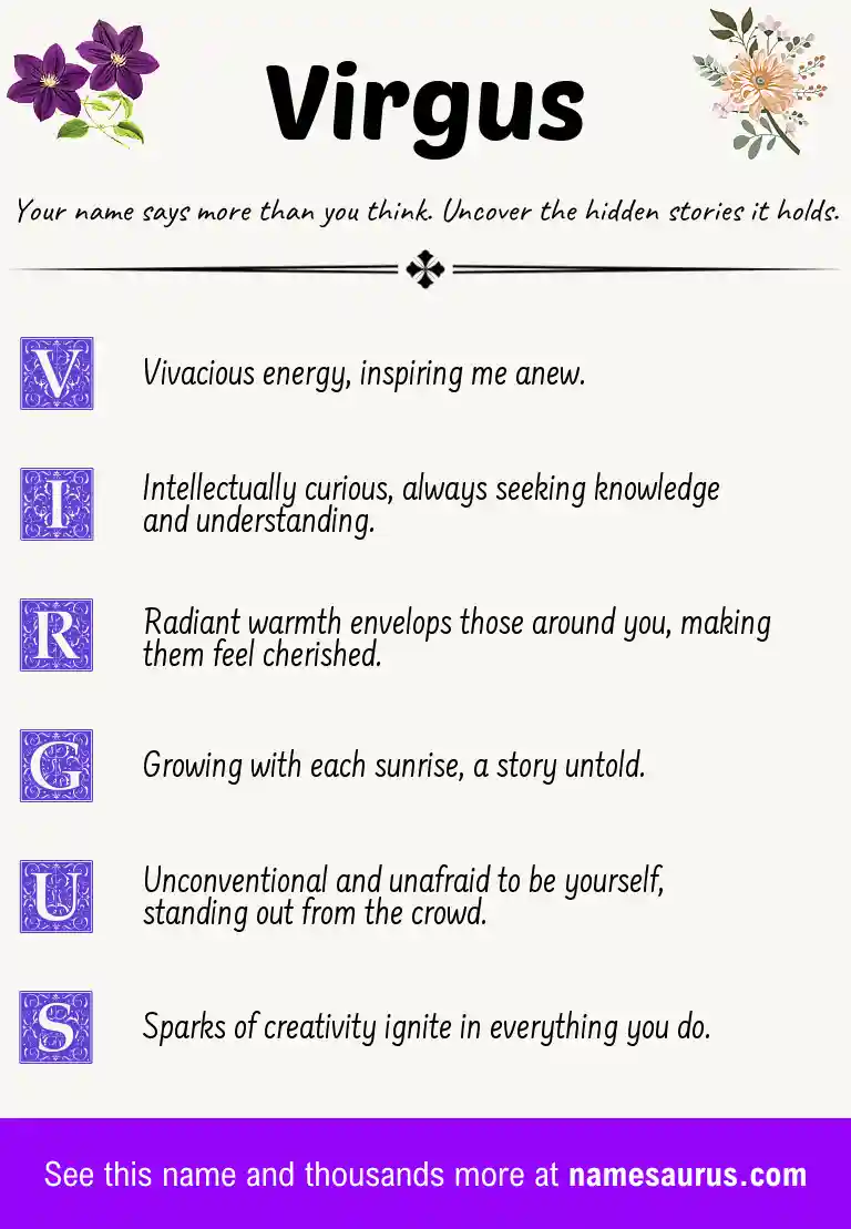 Acrostic poem about Virgus.