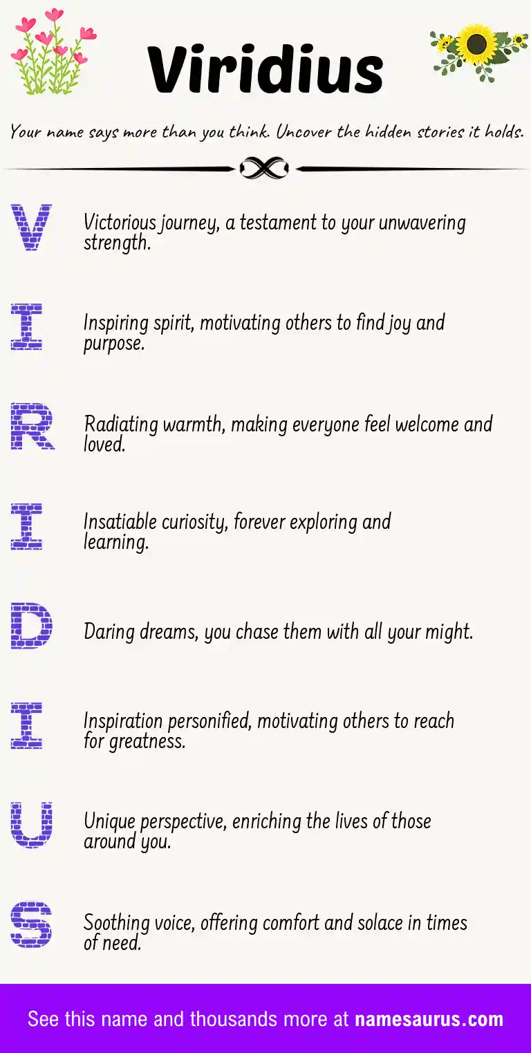 Acrostic poem about Viridius.