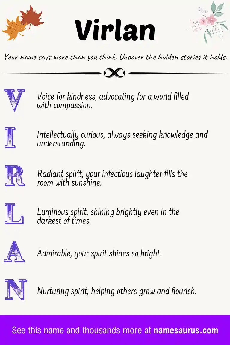 Acrostic poem about Virlan.