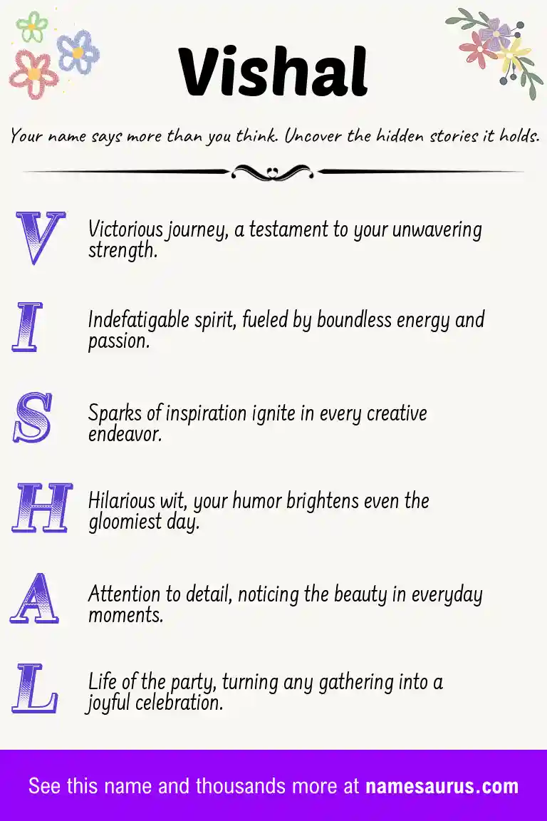 Acrostic poem about Vishal.