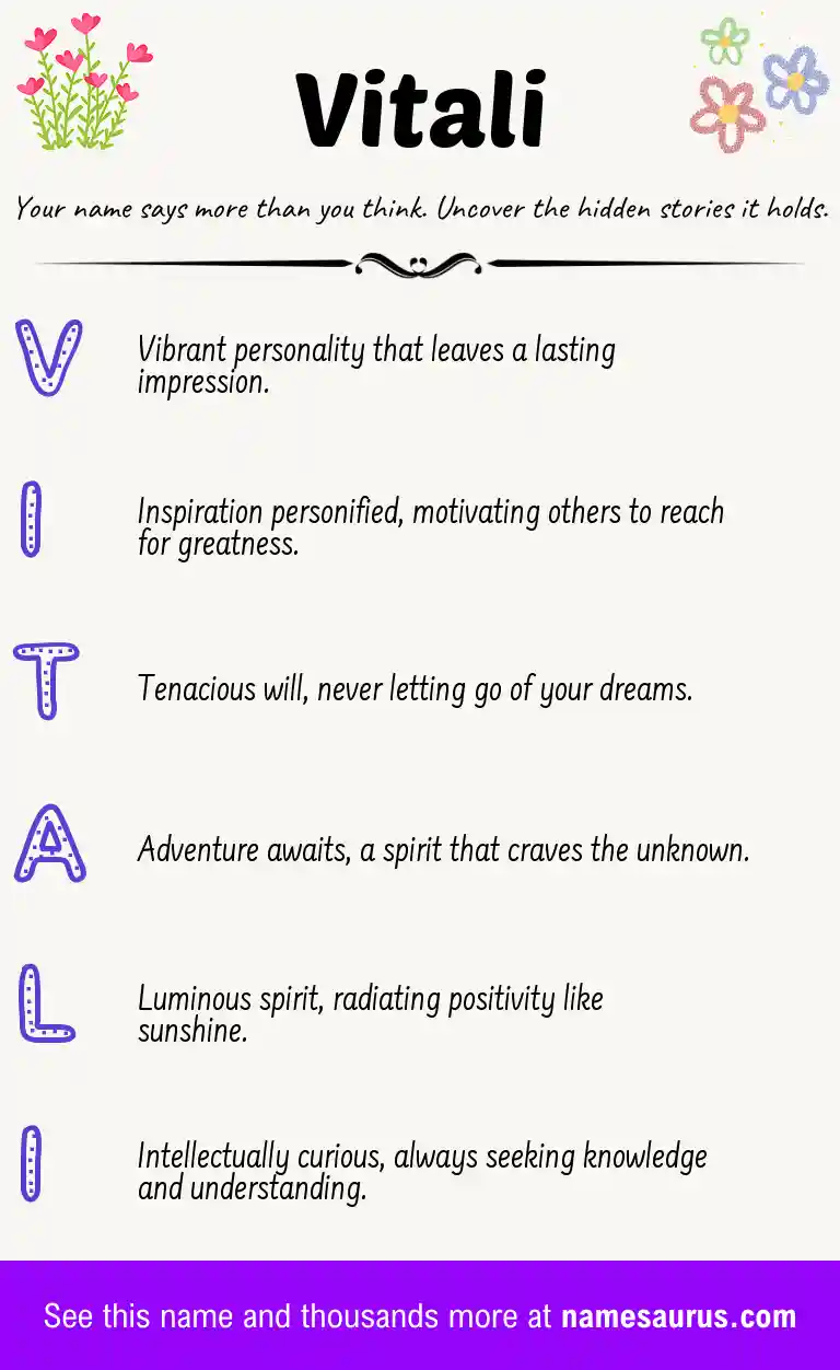 Acrostic poem about Vitali.