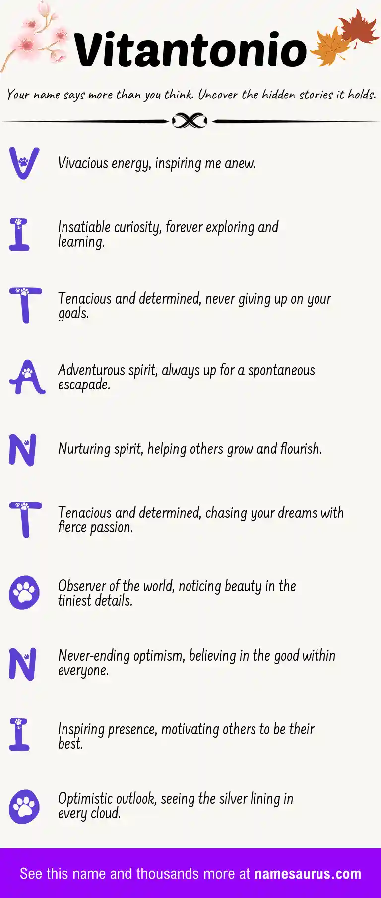 Acrostic poem about Vitantonio.