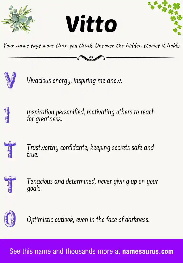 Acrostic poem about Vitto.