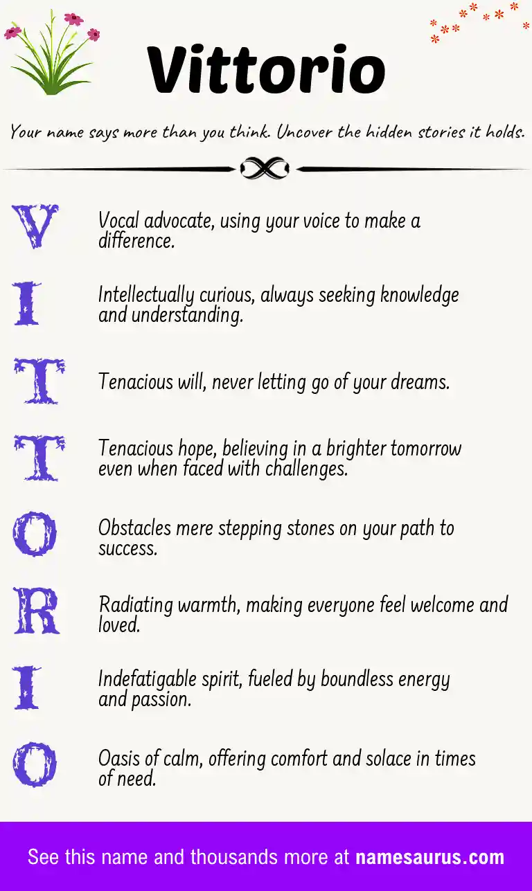 Acrostic poem about Vittorio.