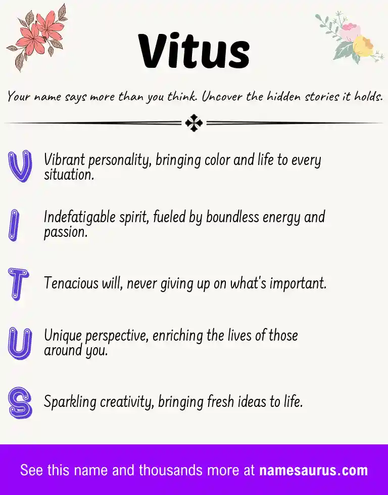 Acrostic poem about Vitus.