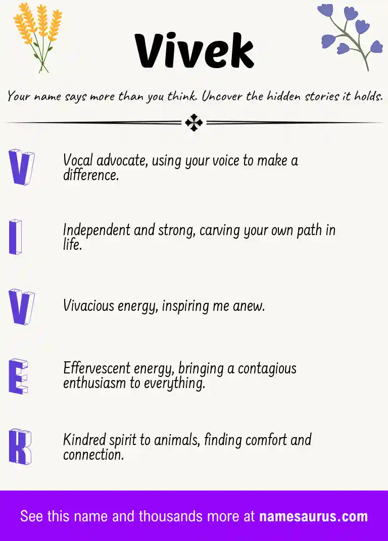 Acrostic poem about Vivek.
