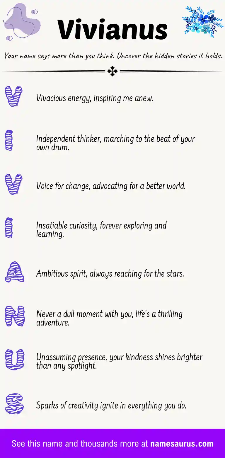 Acrostic poem about Vivianus.