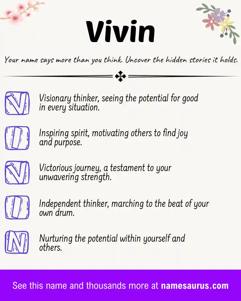 Acrostic poem about Vivin.