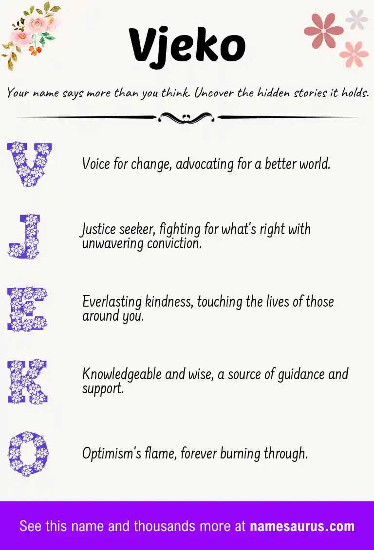 Acrostic poem about Vjeko.