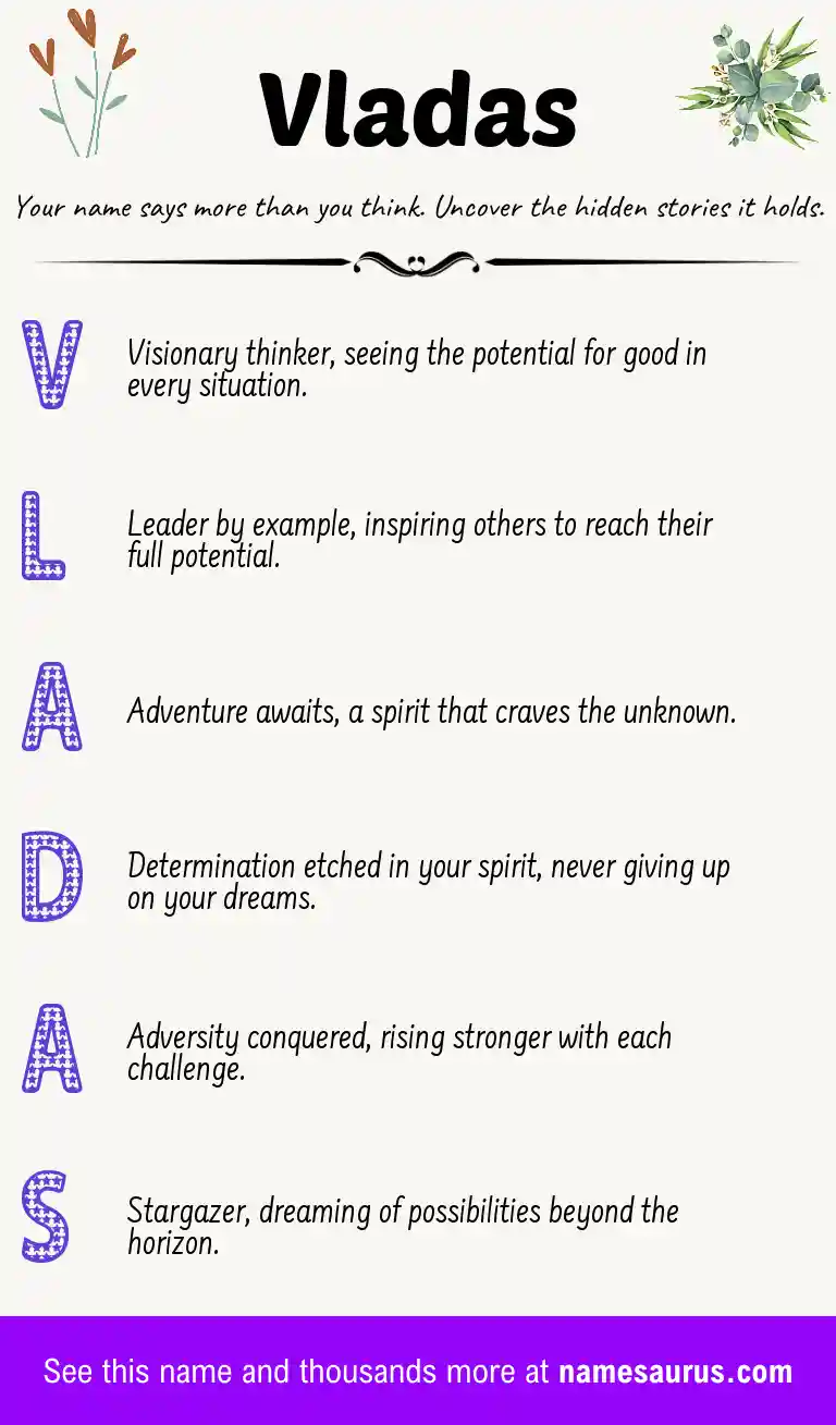 Acrostic poem about Vladas.