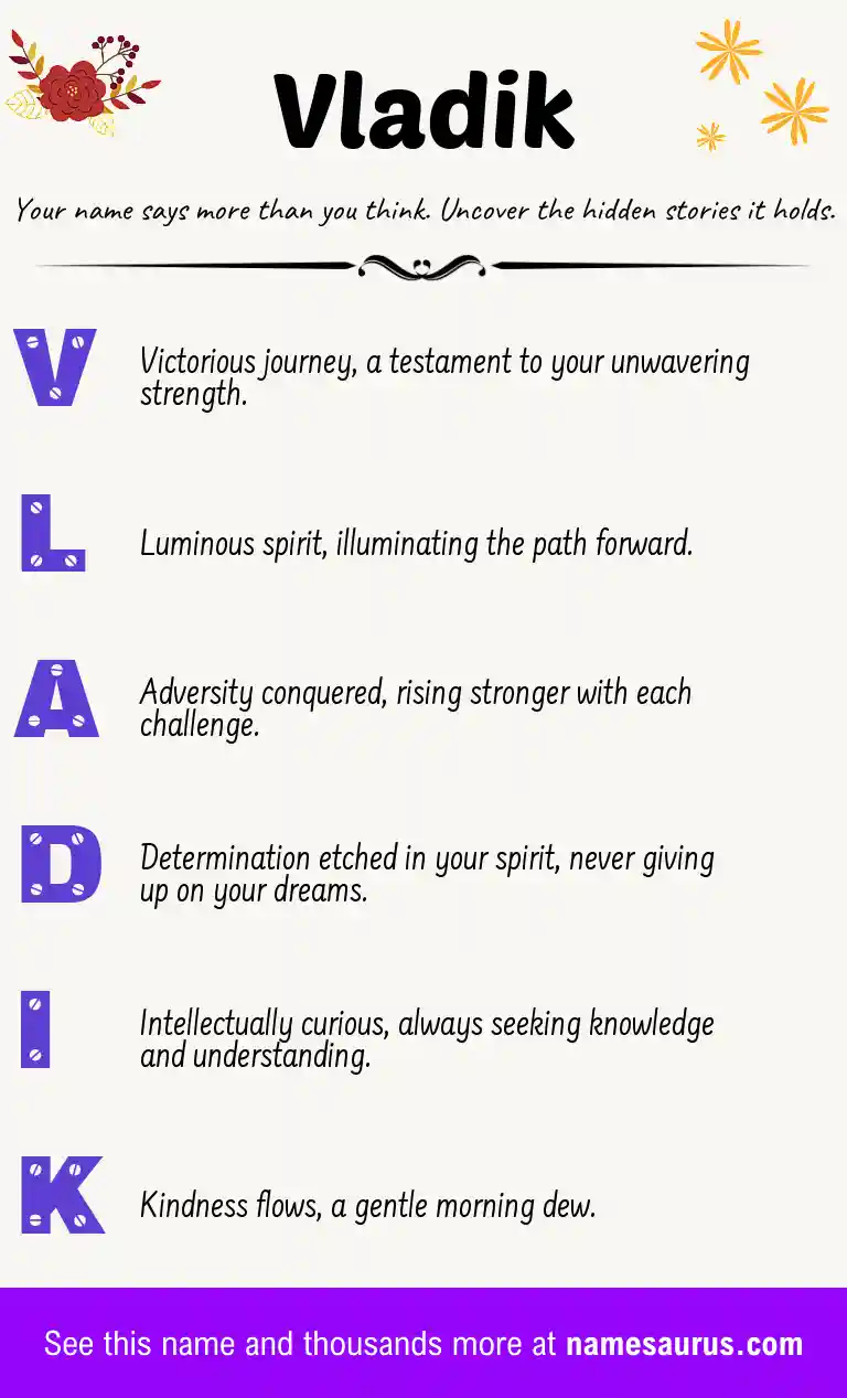 Acrostic poem about Vladik.