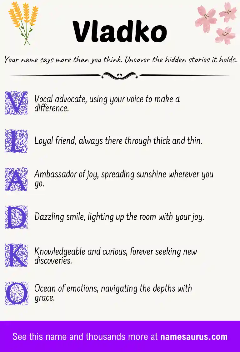 Acrostic poem about Vladko.