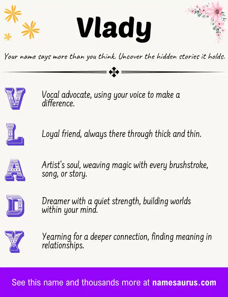 Acrostic poem about Vlady.