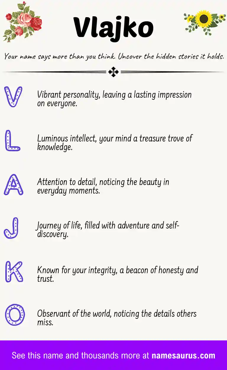 Acrostic poem about Vlajko.