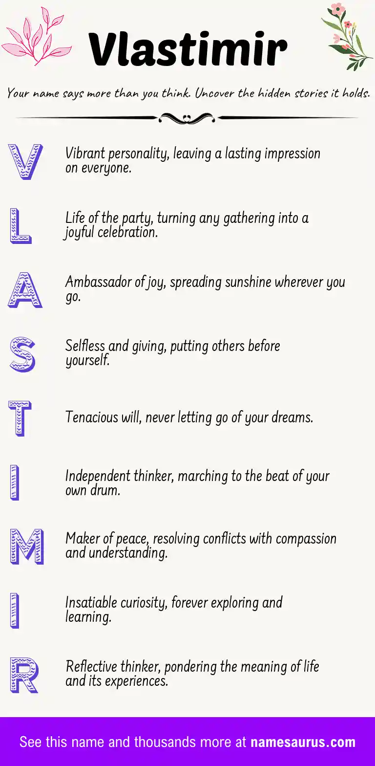 Acrostic poem about Vlastimir.
