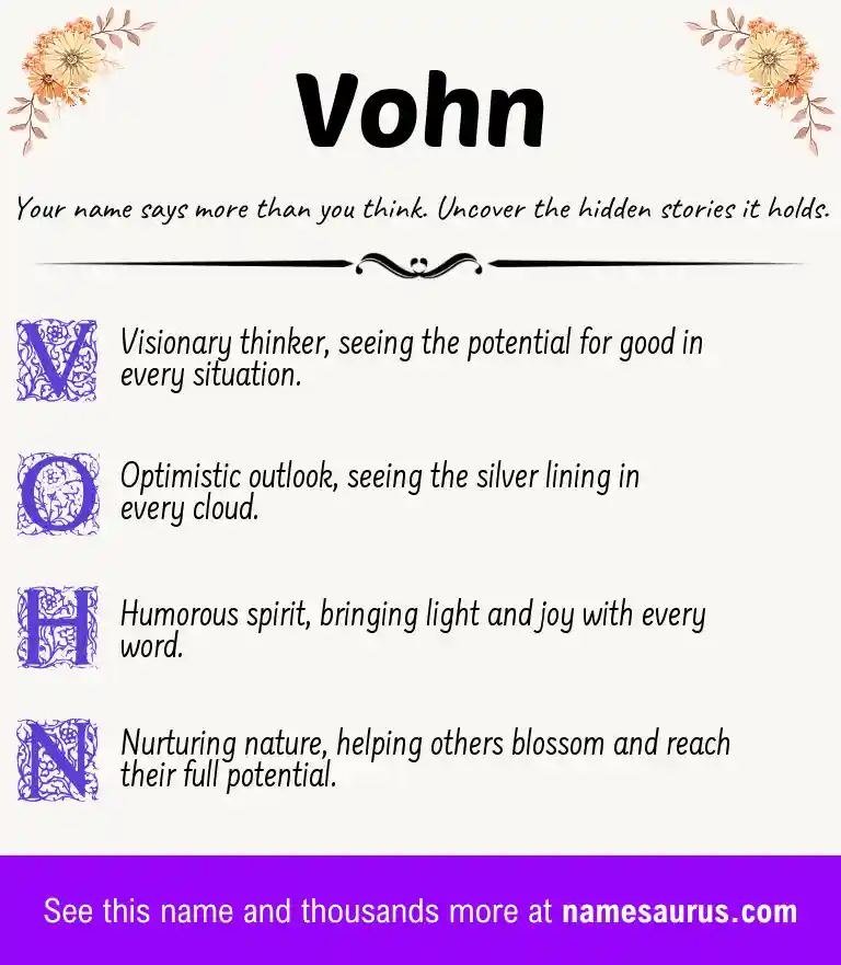 Acrostic poem about Vohn.