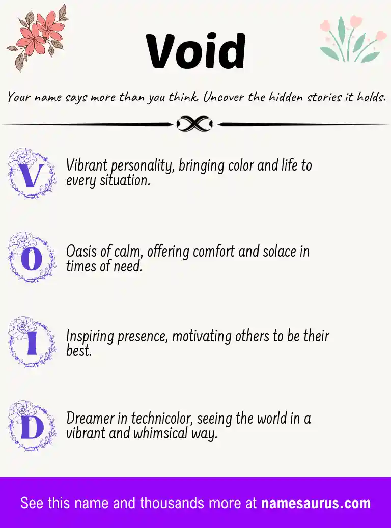 Acrostic poem about Void.