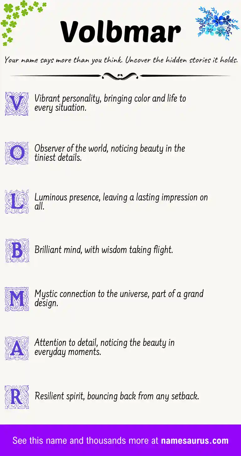 Acrostic poem about Volbmar.