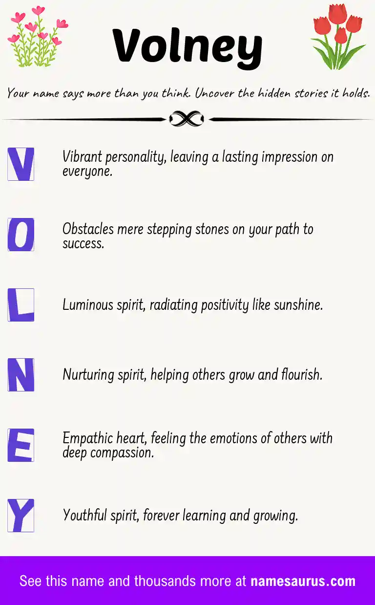 Acrostic poem about Volney.