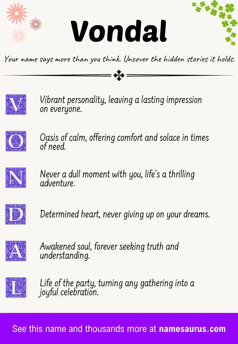 Acrostic poem about Vondal.