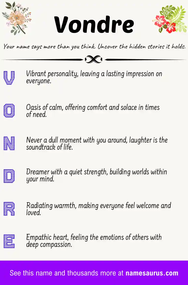 Acrostic poem about Vondre.