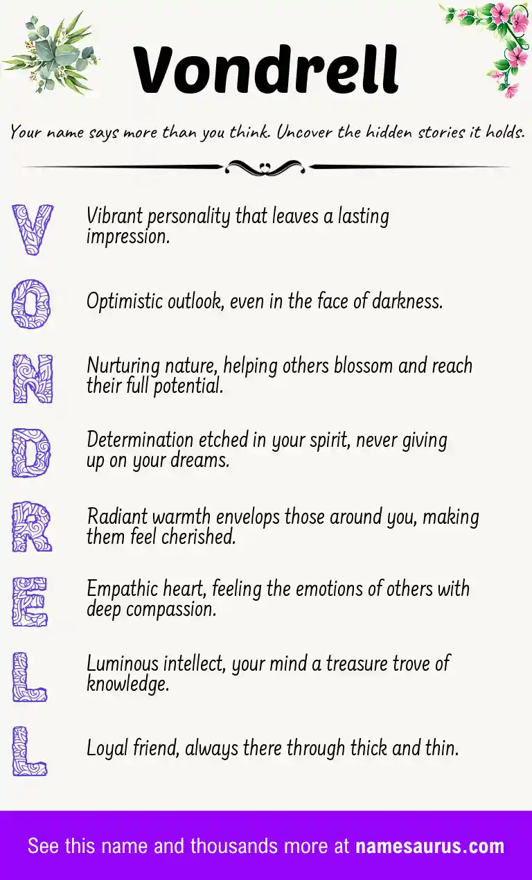 Acrostic poem about Vondrell.