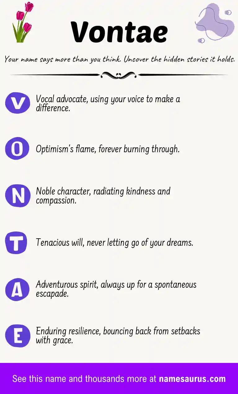 Acrostic poem about Vontae.