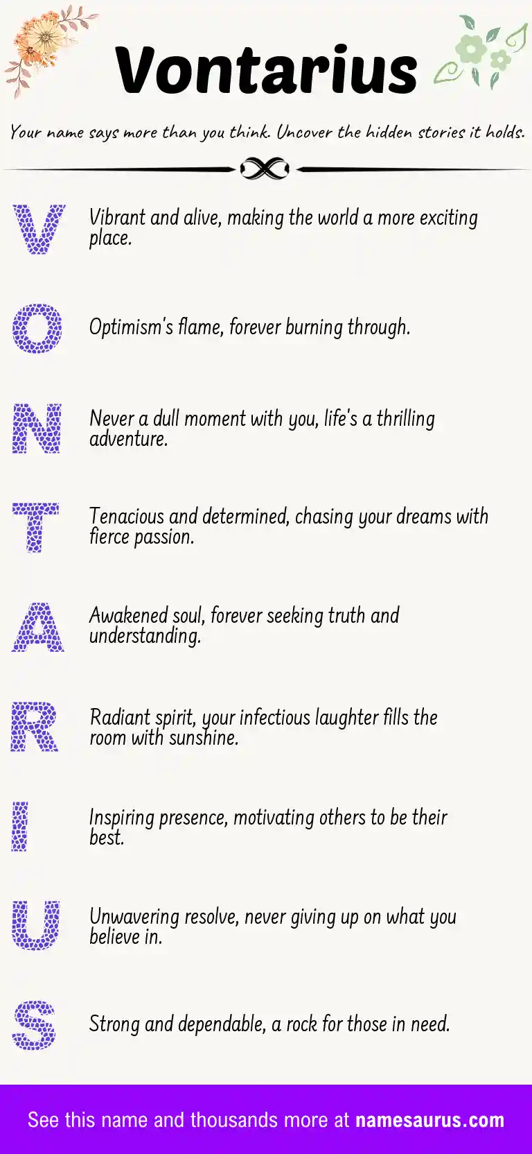 Acrostic poem about Vontarius.