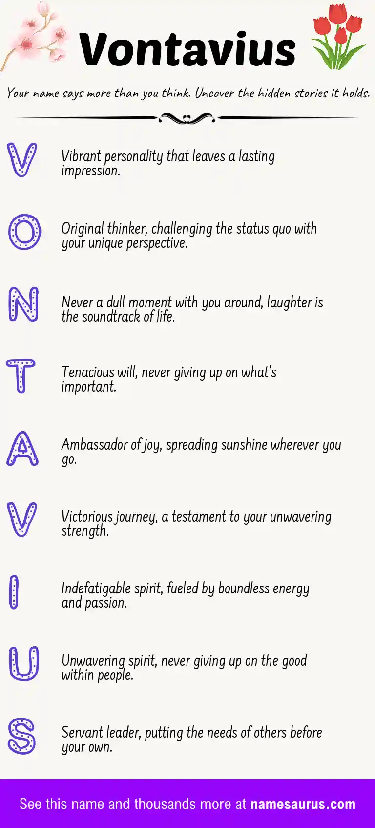 Acrostic poem about Vontavius.