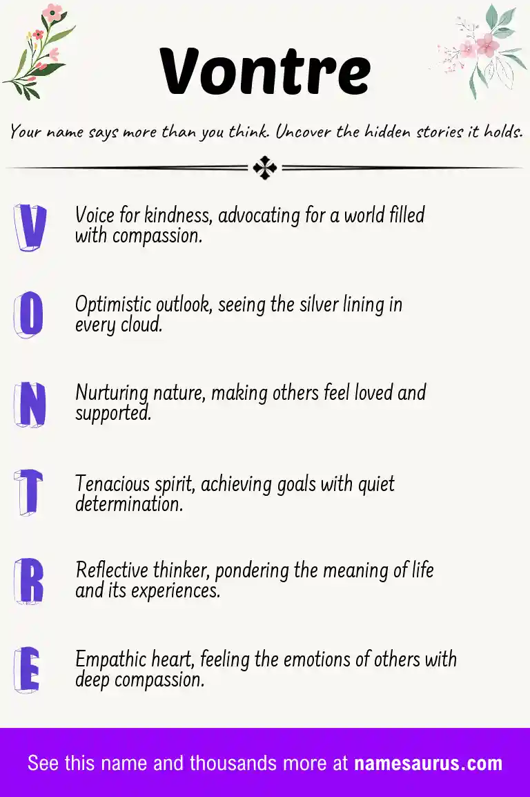 Acrostic poem about Vontre.