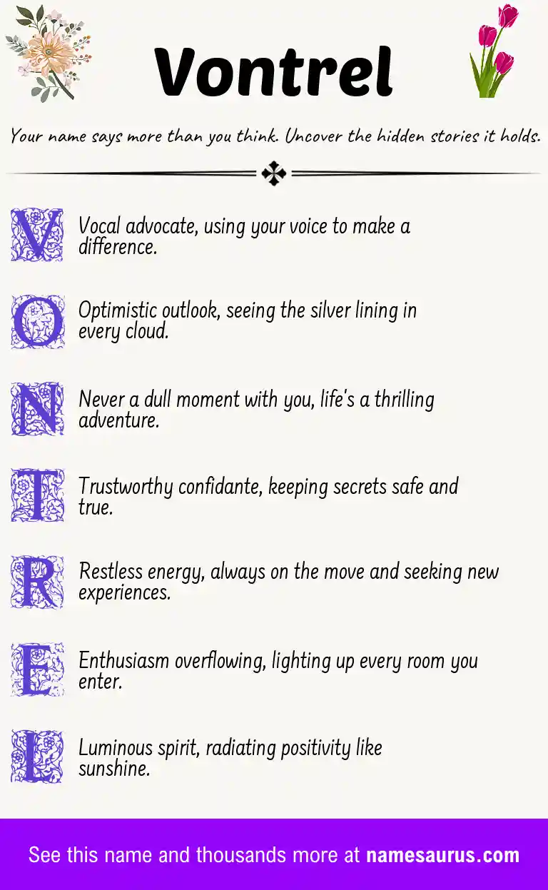 Acrostic poem about Vontrel.