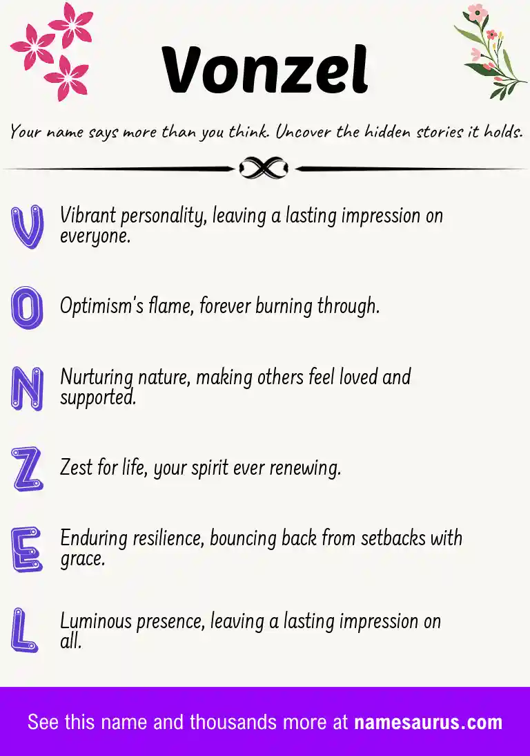 Acrostic poem about Vonzel.