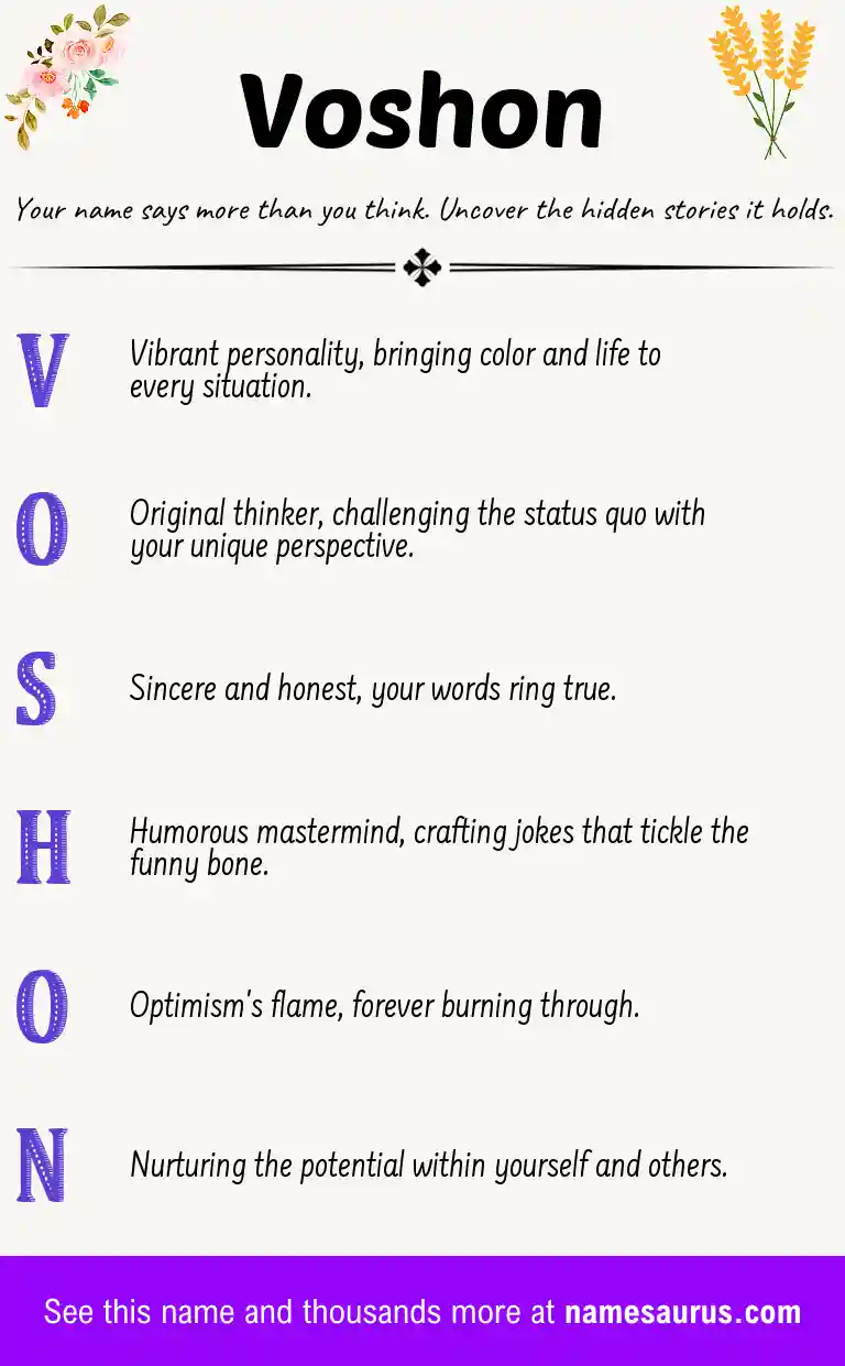 Acrostic poem about Voshon.