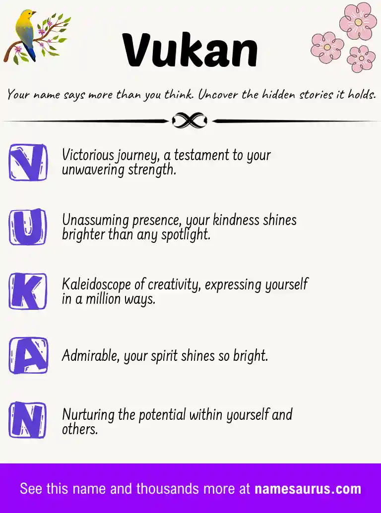 Acrostic poem about Vukan.