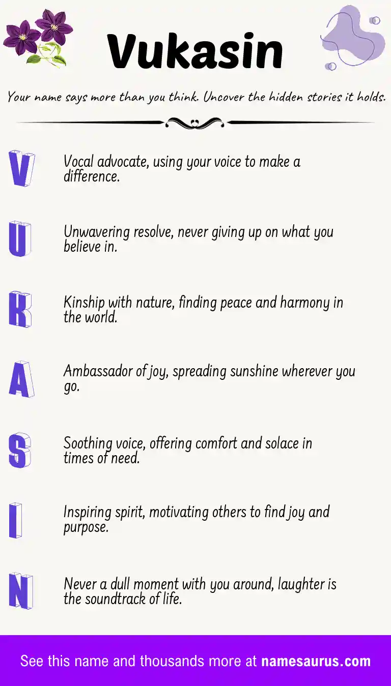 Acrostic poem about Vukasin.