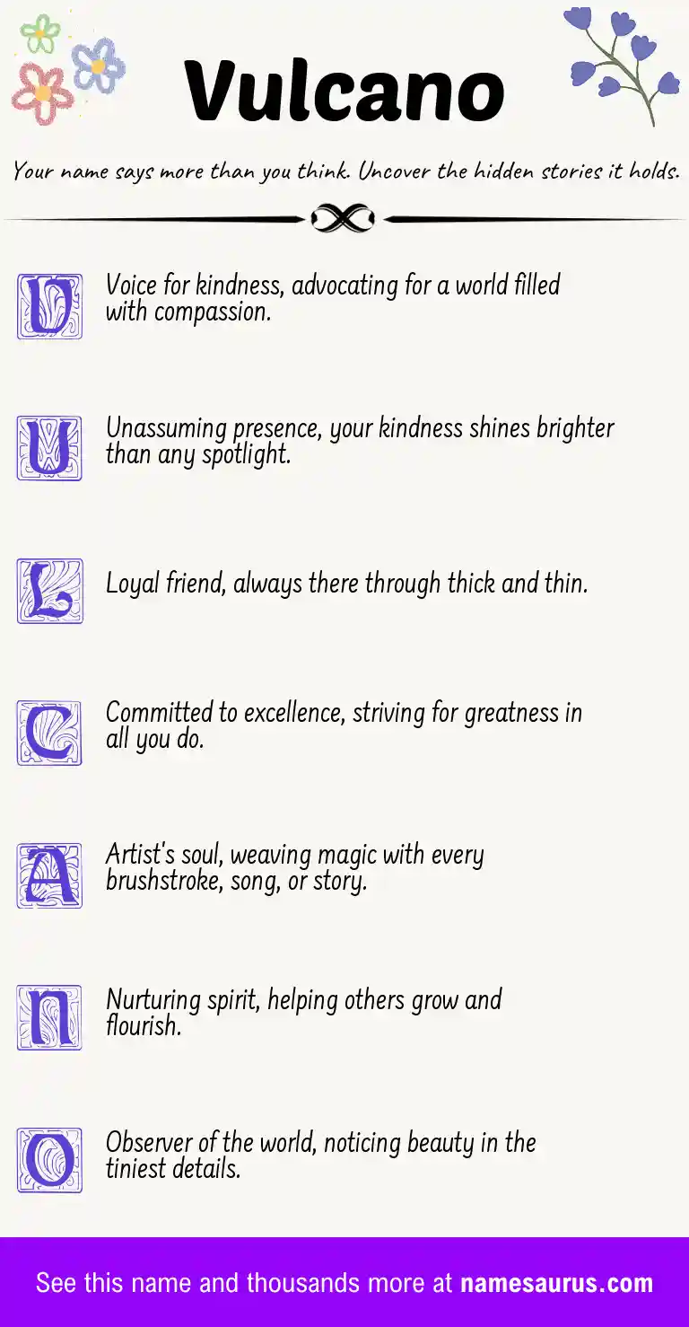 Acrostic poem about Vulcano.